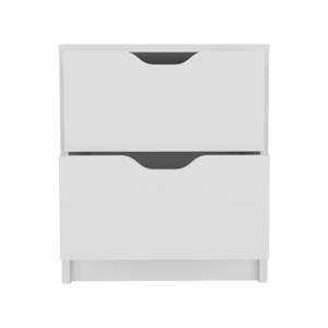 DB DEPOT E-SHOP Houma Double Drawer Nightstand Modern Antique Minimlistic <b>White</b> <b>Bedside</b> <b>Table</b> for Bedroom or Apartment Use - Product Image 4