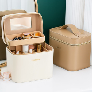 GREENSIDE Boîte de rangement pour cosmétiques Ins haut de gamme Organisateur de <span class=keywords><strong>maquillage</strong></span> en cuir portable grande capacité pour femmes Super populaire - Product Image 3