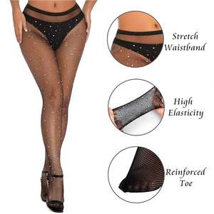 Hot Selling Nude Glitter Strümpfe Strumpfhosen Strass Netz strümpfe - Product Image 2