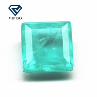 Pierres de fusion vert turquoise clair à coupe carrée de 6x6-10x10mm avec pierres d'inclusions gemmes de patchwork de tourmaline en cristal synthétique