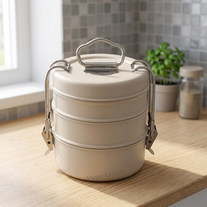 Eco Friendly BPA Free Stainless Steel Triple Tier 3 Compartments Cylinder Durable Portable Detachable Design 1-3L Capacity Food - Product Image 3