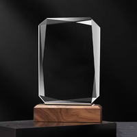 Diamond Cut Crystal Blank Awards Reconnaissance d'entreprise personnalisée Plaque en bois Prix Contribution du personnel Médailles Trophée