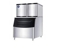 Machine à glaçons commerciale contrôlée par PLC, compresseur, pompe à eau, 220V, 3200W, refroidissement par eau, double bac à glaçons, rendement élevé 400kg