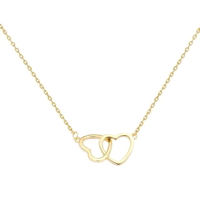 Pendentif Double cœur d'amour en plaqué or 18k, pour la saint-valentin, vente en gros, bijoux de Couples, livraison gratuite