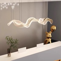 Lustre linéaire LED moderne personnalisé en forme de ruban, style nordique, pour salle à manger, villa, îlot de cuisine