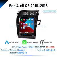 Radio de coche DVD 12,1 pulgadas Android 14 compatible con CarPlay inalámbrico para Audi Q5 2010-2018 pantalla HD navegación GPS para coche Androidauto
