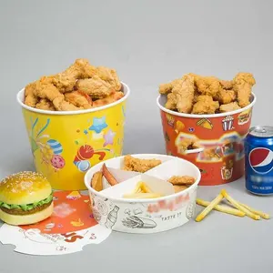 Großhandel akzeptieren Probenahme Familie Eimer Fried Chicken Boxes Takeout Barrel Container KFC Fried Chicken Bucket mit Custom ized