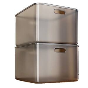 กล่องเก็บของสีเทาแบบด้านทรงสี่เหลี่ยมผืนผ้า ความจุขนาดใหญ่ สำหรับจัดเก็บเสื้อผ้า ของเล่น ตะกร้าเก็บของใช้ในบ้าน ภาชนะพลาสติก - Product Image 3