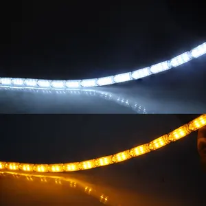Großhandel bernstein led signal-YZX Tagfahrlicht Licht Auto Flexible DRL Weiß/Bernstein Switch LED Streifen Scheinwerfer Sequentielle Fluss Blinker Wasserdicht