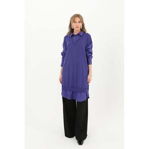 Túnica Elegante Morada para Mujer Puane con Detalles de Cuello Camisero, Tela Suave y Cómoda para Uso Diario y Ocasiones Especiales - Product Image 4