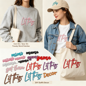 Parche Bordado con Letras Cursivas con Purpurina, Termoadhesivo, Aplique de Palabras, Mama <span class=keywords><strong>Mimi</strong></span> Let Them, Parches para Ropa para el Día del Partido - Product Image 2