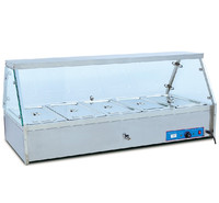 Bain-marie électrique pour buffet avec couvercle en verre, idéal pour la présentation et le maintien au chaud des aliments dans les restaurants et les cantines