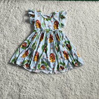 Robe décontractée personnalisée en sergé de bambou, coupe trompette/sirène, col rond, pour jeunes filles, à manches courtes, imprimé floral, avec nœud décoratif