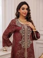 Robe Kaftan Bordeaux Brodé et Perlé pour Soirée, Mariage, Fête, Luxe, Dubaï, Gala Nuptial, S-XXL, Abaya pour Invitée de Mariage et Réception