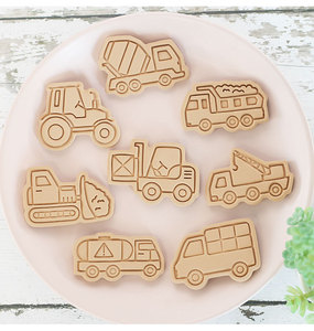 Ensemble de découpoirs à biscuits en plastique pour véhicules de construction, motif voiture de dessin animé, pour la pâtisserie - Product Image 5