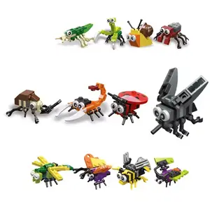 SAnimal produits enfants blocs de construction insecte Animal modèle éducatif en plastique insecte jouets 3D bricolage briques jouet Collection jouets cadeau