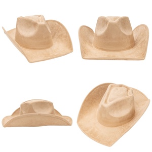 Wholesale Custom Classic Plain Cattleman Crown Suede Wide Brim Cowgirl <b>Cap</b> Felt Fedora <b>Hats</b> for Men Women Western Outdoor - Product Image 2