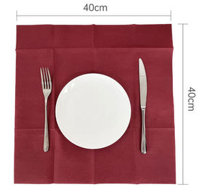 Serviettes <span class=keywords><strong>de</strong></span> <span class=keywords><strong>table</strong></span> <span class=keywords><strong>en</strong></span> pâte <span class=keywords><strong>de</strong></span> bois vierge écologiques <span class=keywords><strong>en</strong></span> gros 40*40cm 1 pli, toucher premium, aspect lin, prépliées, avec fente pour couverts, rouges - Product Image 4