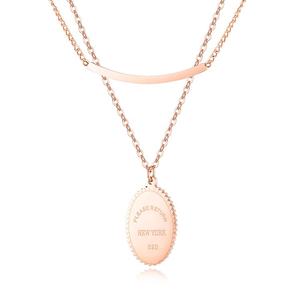 قلادة عصرية أنيقة من الفولاذ المقاوم للصدأ باللون الذهبي الوردي عيار 18 قيراطًا مع قفل قلادة منقوشة بفتحة رقبة مزدوجة الطبقات بتصميم ساحر نيويورك - Product Image 1