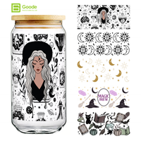 Autocollants de transfert UV DTF Goode 16oz pour gobelets, imperméables, écologiques, style divination de dessins animés, cartes de tarot, boule de cristal, tasse en verre