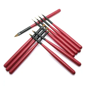 2023 nail kit art brush acrylic nail brushes crimped 10 packs Acrylic Powder fluffy nail brush Pen Set Big red cone handle