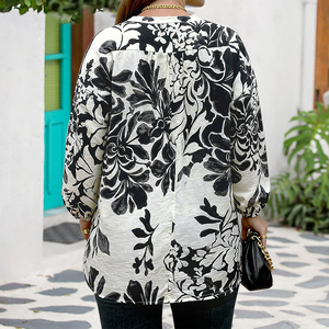Camicia <span class=keywords><strong>Elegante</strong></span> da Donna con Stampa Floreale a Maniche Lunghe, Collezione Casual, <span class=keywords><strong>Blusa</strong></span> Taglie Forti, Camicia Tessuta Comoda da Indossare 1XL-5XL - Product Image 2