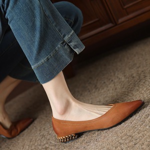Zapatos Planos Negros de Punta Puntiaguda con Tacón Trenzado, de Cuero Genuino, Estilo Elegante, para Todas las Temporadas, Cómodos, Envío Directo - Product Image 4