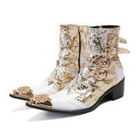 SF2003F   Nouvelles bottes Chelsea blanches tendance à la mode, bottes hautes d'hiver en velours pour hommes, bottes Martin
