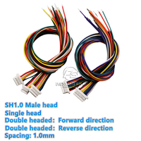 Connecteur de fil à bornes mâles JST SH pas de 1,0 mm, 2 3 4 5 6 7 8 10 broches, 10 cm, 30 AWG, fils électroniques, tête simple/double