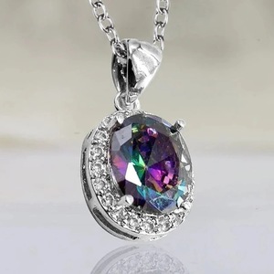 Collana con Ciondolo a Forma di Uovo Ovale per Donne, Catena Colorata a O, Gioielli alla Moda - Product Image 2