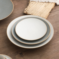 Ensemble de bols et d'assiettes en céramique vintage à glaçure mouchetée, vaisselle résistante au four et au micro-ondes pour la décoration de mariage et la restauration