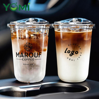 Gobelets en plastique PET PP en forme de U, écologiques, jetables, avec logo personnalisé, transparents, avec couvercles à bec verseur sans paille