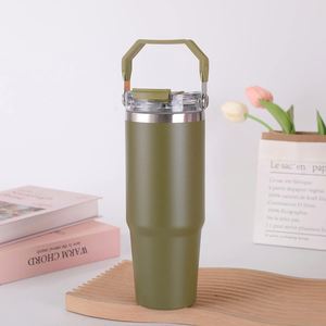 Gobelet isotherme de voyage 20oz 30oz avec poignée, couvercle, paille et base antidérapante pour café chaud - Product Image 2