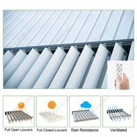 Système de toiture à lamelles motorisées en aluminium moderne, imperméable et réglable, pour balcon bioclimatique en aluminium