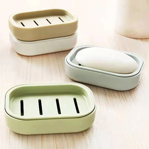 Time Machine Soap Dish Rectangular Plastic Double Layer Draining Bathroom Soap Holder Grayish Blue Khaki Light Green Off White - Product Image 3