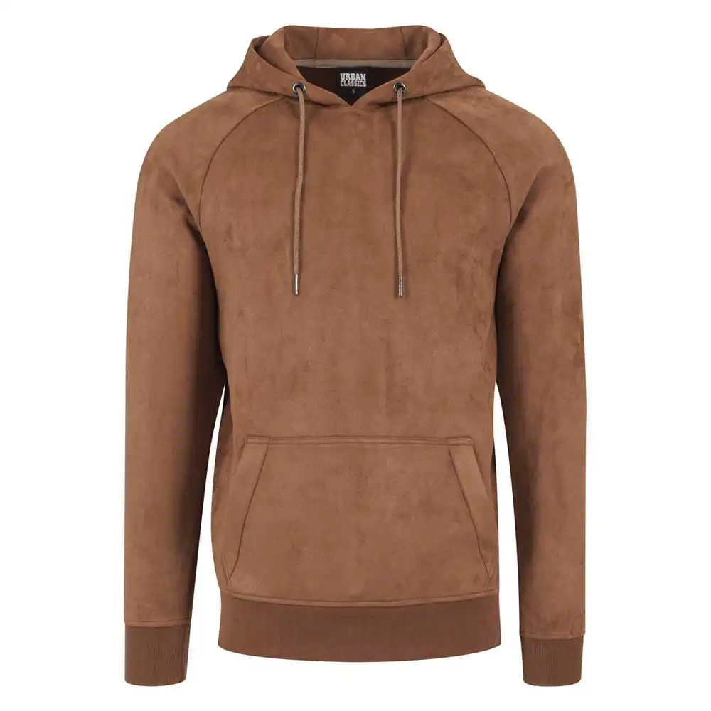 Fashion Design Urban Clothing Men Cotton Fleece Pullover Brown Hoodie Custom Logo Suede Hoodies For Men