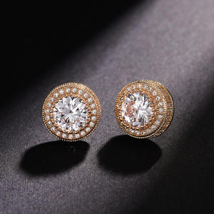 Orecchini a Perno E680 in Oro con Cristalli Taglio Brillante Rotondo e Strass, Montatura a Castone, Classici da Donna per Uso Quotidiano - Product Image 4