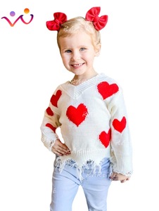 Maman et moi chandails d'amour de la Saint-Valentin avec frange pour les femmes col en V glands filles en détresse saint valentin coeurs femmes chandails - Product Image 2