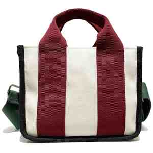 Korean-style High-end Canvas Portable Middle Square Shoulder Crossbody <b>Bag</b> Large Contrast Color Striped Magnetic Clasp Spring - Product Image 2