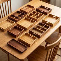 Plateau de rangement en bois personnalisé en gros, plateau organisateur en bois multi-styles combinés, boîte de rangement pour articles divers de bureau à domicile