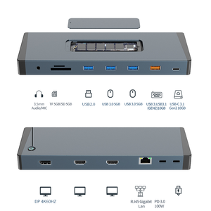 Lecteur de carte USB-C USB Type-C 15 en 1 HDTV <span class=keywords><strong>Thunderbolt</strong></span> <span class=keywords><strong>4</strong></span> Câble Hub <span class=keywords><strong>RJ45</strong></span> Station d'accueil Hubs USB - Product Image 4