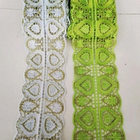 Bordure en dentelle polyester écologique africaine avec broderie personnalisée et strass 3D pour la décoration de robes, la confection de rubans et la broderie DIY