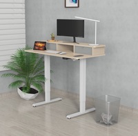 Bureau debout à moteur unique à hauteur réglable Bureau debout électrique avec double tiroirs Bureau à domicile avec étagère de rangement