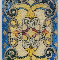 Handgefertigtes Barock-Medaillon mit Kathedralenglas-Textur, Silber-Bleiverzierung, Dekoratives Panel für Europäische Hotels und Restaurants