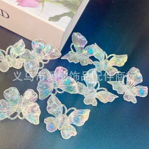Acrylic Iridescent Butterfly 60x48mm Wedding Hair Clip Bridal <b>Decoration</b> - Product Image 5