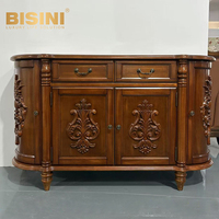 Console en bois de style américain classique avec tiroirs de rangement, meuble sculpté vintage pour salon, couloir ou entrée