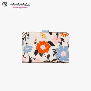 Paparazzi-cartera larga de piel sintética con diseño de flores para mujer, tarjetero Rfid, PA0055