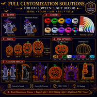 Lanterne Citrouille Lumineuse LED pour Allée, Motif Fantôme, avec Cadre Métallique, Certifiée CE, pour Extérieur, Décoration d'Halloween, Éclairage de Rue pour Parcs Thématiques Urbains