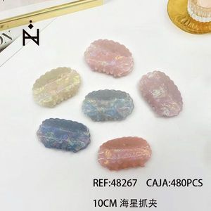 Fermaglio per capelli a forma di stella marina da 10 cm, iridescente, per donna, accessorio per capelli alla moda - Product Image 3