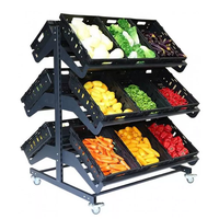 Verplaatsbaar nieuw design groentenrek supermarkt display fruitrek met wielen